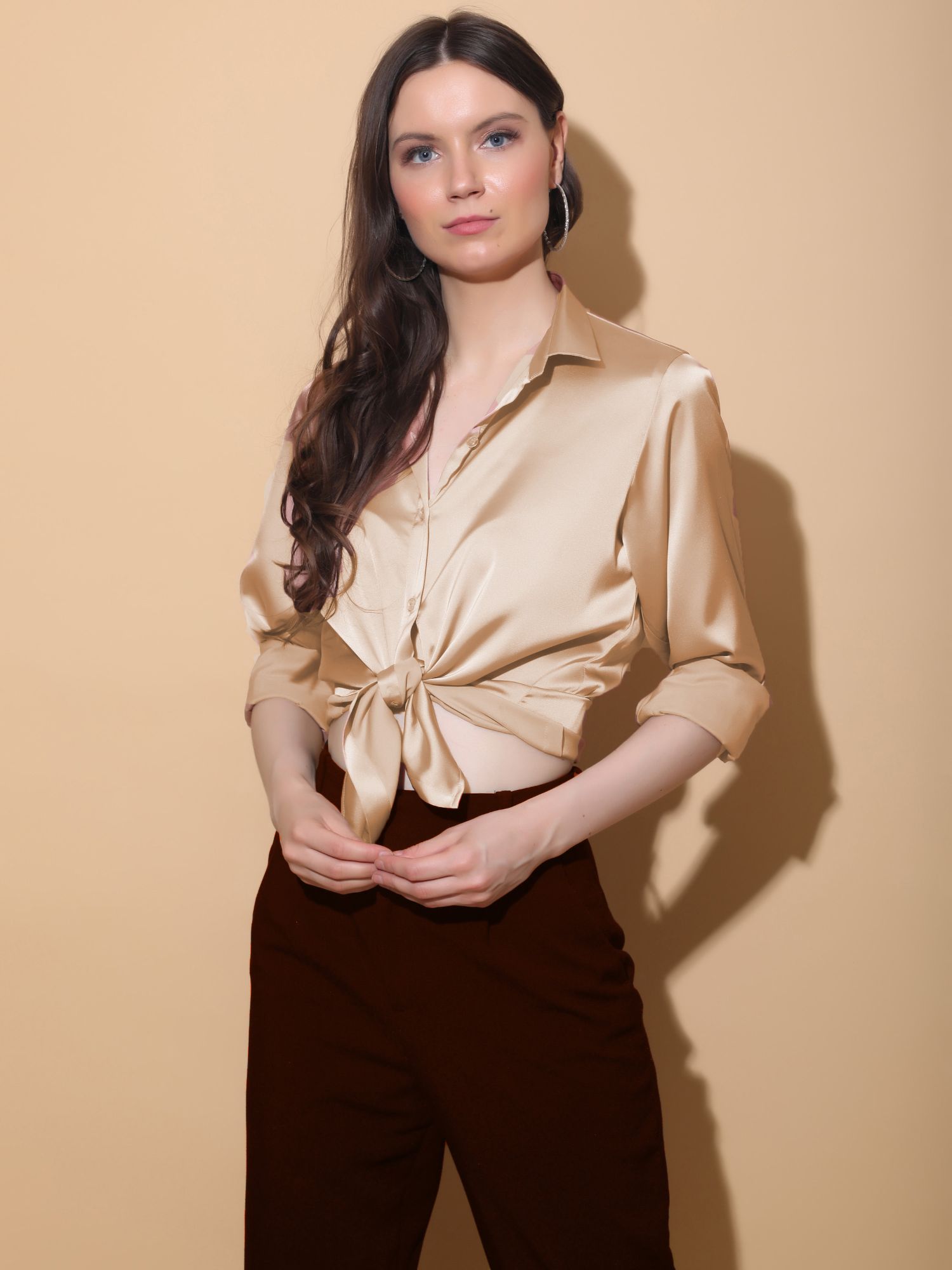 Buy TORQADORN Golden Beige Formal Shirt 