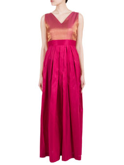 trueBrowns - Pink Asymmetric Pleated Dress