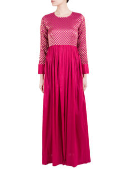trueBrowns - Pink Pure Brocade Cuff Dress