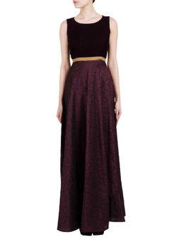 trueBrowns - Wine Kela Silk Umbrella Dress
