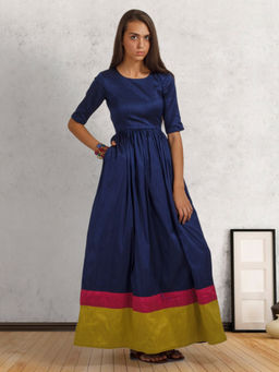 trueBrowns - Dark Blue Double Border Dress