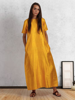 trueBrowns - Yellow Silk Box Fit Dress