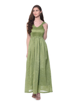 trueBrowns - Olive Cotton Silk Dress