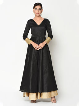trueBrowns - Black Peek-A-Boo Border Dress