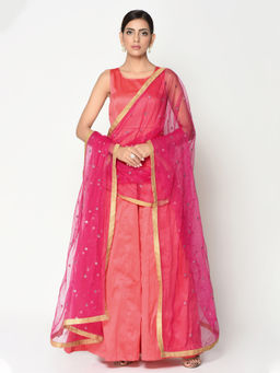 trueBrowns - Solid Pink Suit Dress With Dupatta