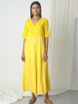 trueBrowns - Yellow Stripe Kurta Dress