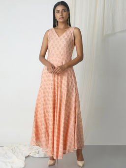 trueBrowns - Peach Floral Print Dress