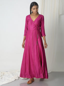 trueBrowns - Magenta Angrakha Dress