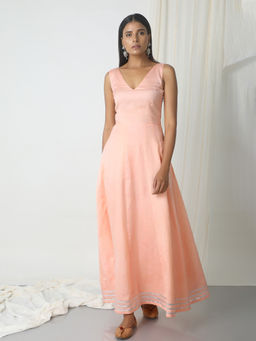 trueBrowns - Peach Green Gota Dress