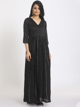 trueBrowns - Black Silver Crinkle Dress
