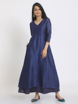trueBrowns - Blue Golden Dots Suit Dress