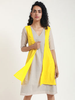 trueBrowns - Grey Yellow Jacket Dress