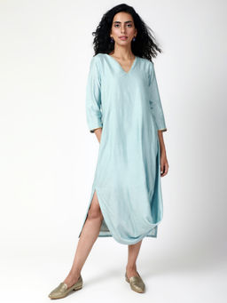 trueBrowns - Powder Blue Cowl Dress