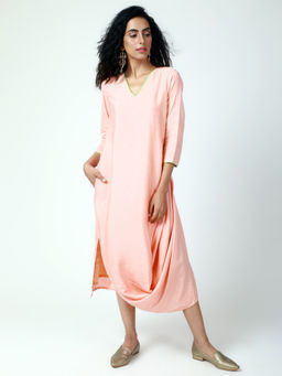 trueBrowns - Peach Cowl Dress