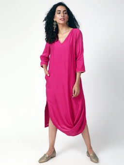 trueBrowns - Pink Cowl Dress