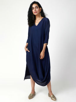 trueBrowns - Blue Cowl Dress