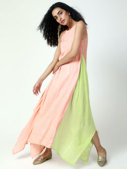 trueBrowns - Peach Box Asymmetric Dress