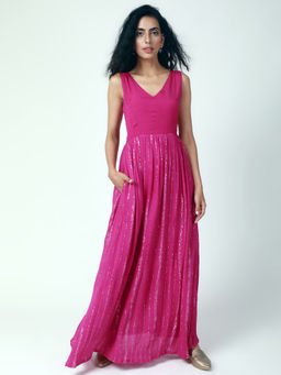 trueBrowns - Pink Crinked Gathered Dress