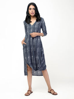 trueBrowns - Grey Block Cowl Dress