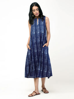 trueBrowns - Blue Patterned Stripe Flowy Dress