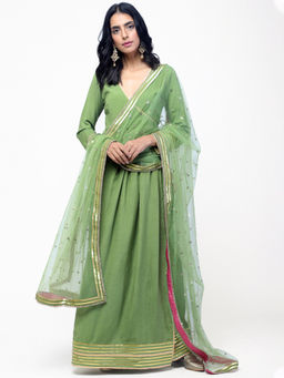 trueBrowns - Green Gota Salwar Suit - Set of 3