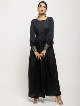 trueBrowns - Black Foil Cuff Dress