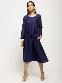 trueBrowns - Blue Tie-Up Dress