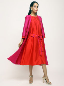 trueBrowns - Pink Orange Jacket Dress Set