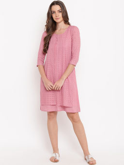 trueBrowns - Pink Dobby Jacket Dress