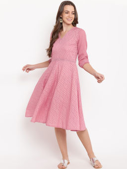 trueBrowns - Pink Floral Dobby Lace Dress