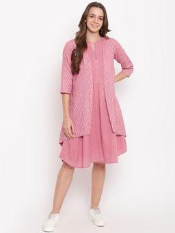 trueBrowns - Pink Pin Tucks Reversible Jacket Dress