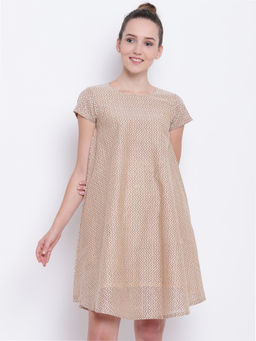trueBrowns - Beige Chevron Dress