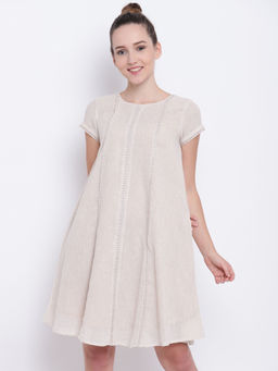 trueBrowns - Beige Khadi Lace Dress