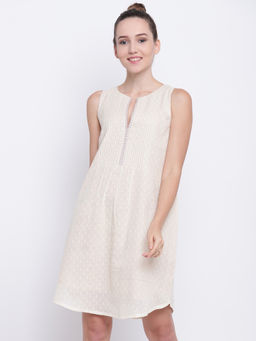 trueBrowns - Ivory Pin-Tuck Dress
