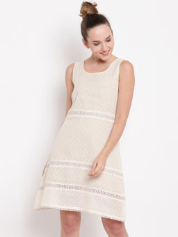 trueBrowns - Ivory Panel Lace Dress