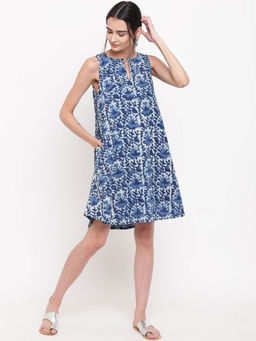trueBrowns - Blue Floral Print Dress