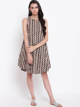 trueBrowns - Brown Chevron Dress
