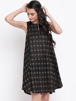 trueBrowns - Black Ikkat Dress