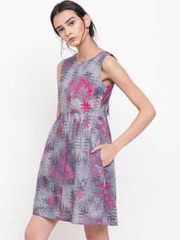 trueBrowns - Grey Print Mini Dress
