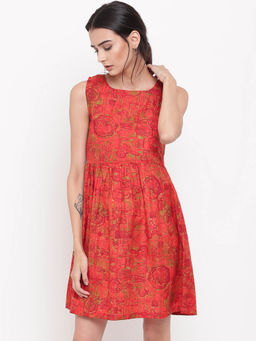 trueBrowns - Orange Print Mini Dress