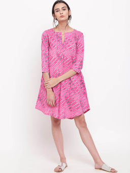 trueBrowns - Pink Stripe Flared Dress