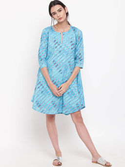 trueBrowns - Blue Stripe Flared Dress