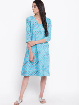 trueBrowns - Blue Stripe Angrakha Dress