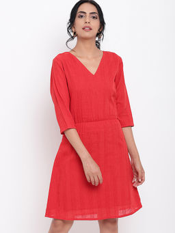 trueBrowns - Red Elastic Waist Dress