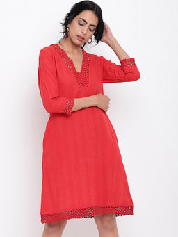 trueBrowns - Red Lace Dress
