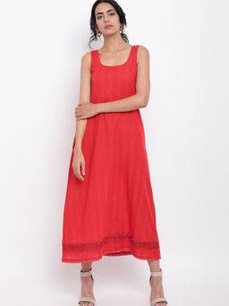 trueBrowns - Red Hem Lace Dress
