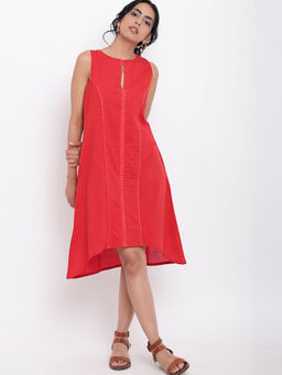 trueBrowns - Red Center Lace Dress