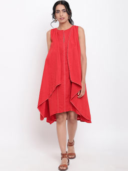 trueBrowns - Red Lace Jacket Style Dress