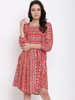 trueBrowns - Red Printed Dress