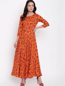 trueBrowns - Mustard Floral Maxi Dress